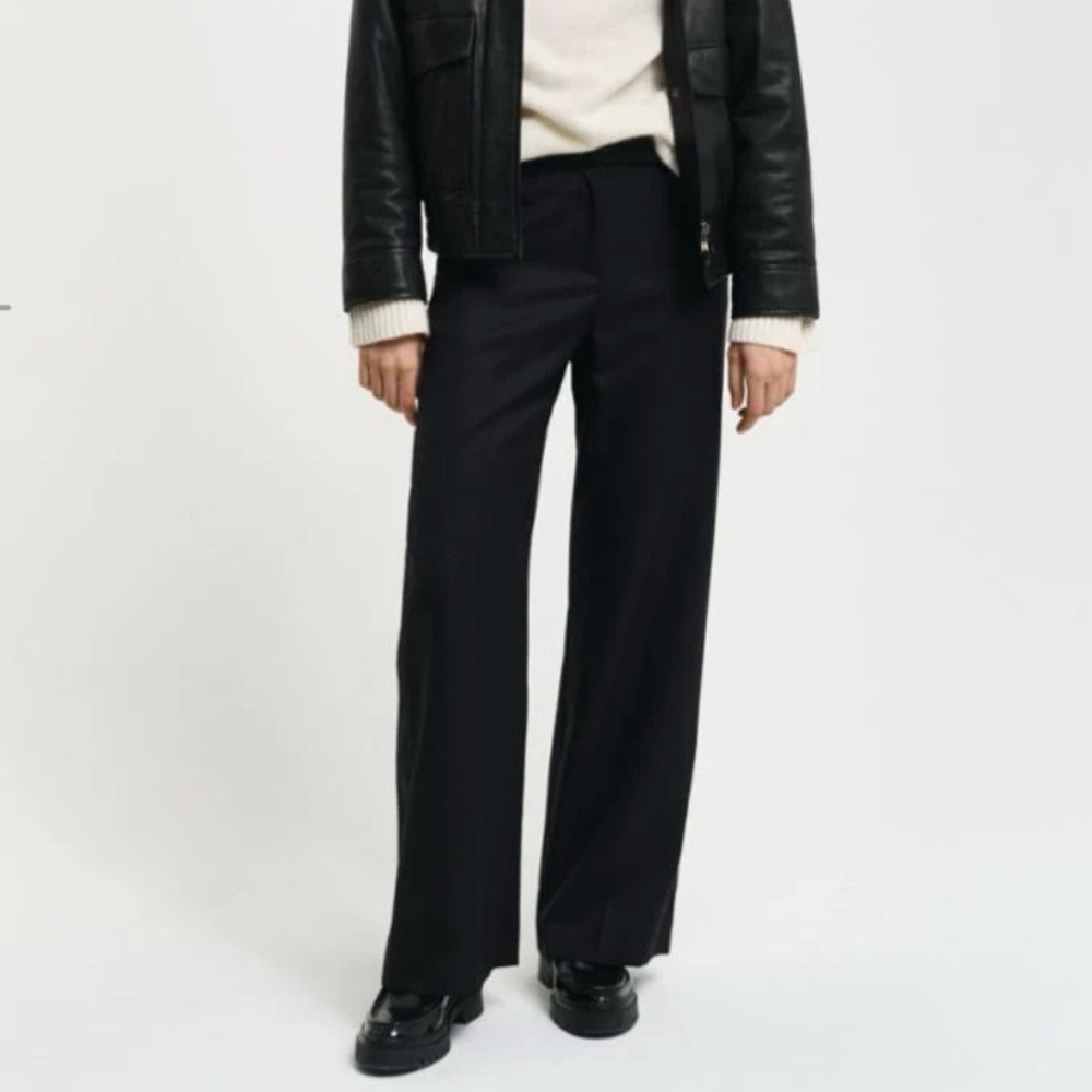 NWT GANT Women's Black Wool Pants Trousers 4 Small Straight-leg